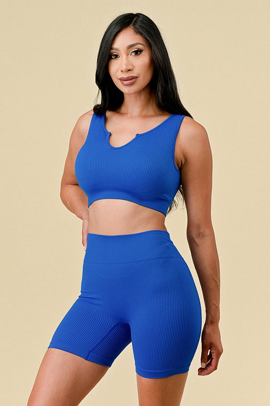 Stretchy Seamless Sara Set Royal Blue