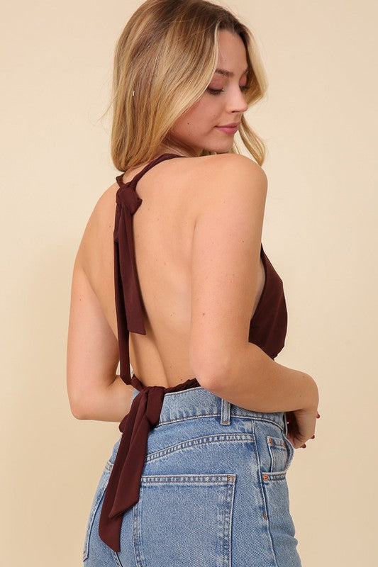 Halter Knit Open Back Crop