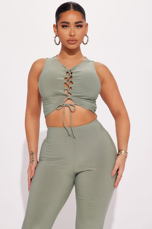 Leah Crop Tank Wide Leg Pant Set