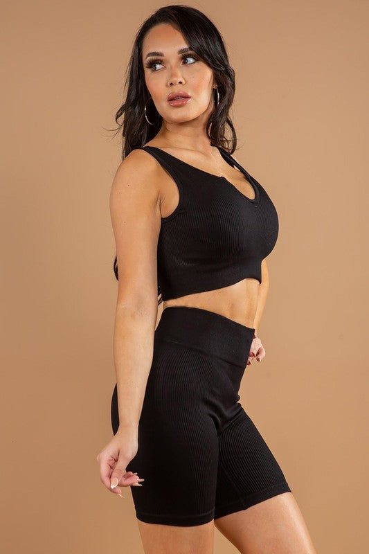 Stretchy Seamless Sara Set Black