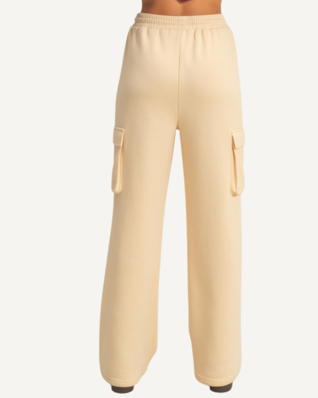 Cream Drawstring Cargo Sweatpants