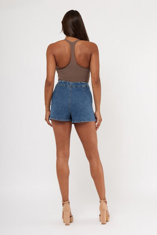 Button Front Denim Skort