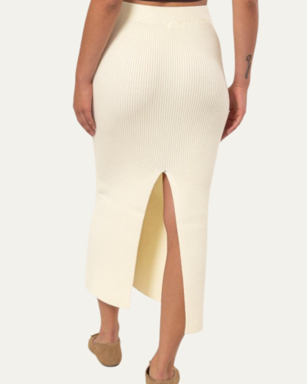 Comfy Ribbed Knit Midi Skirt