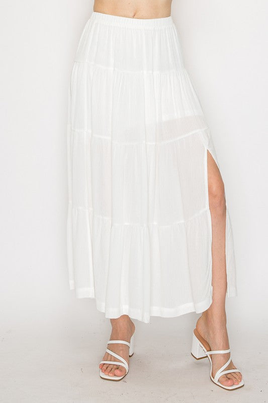 Tiered Flowy Midi Skirt