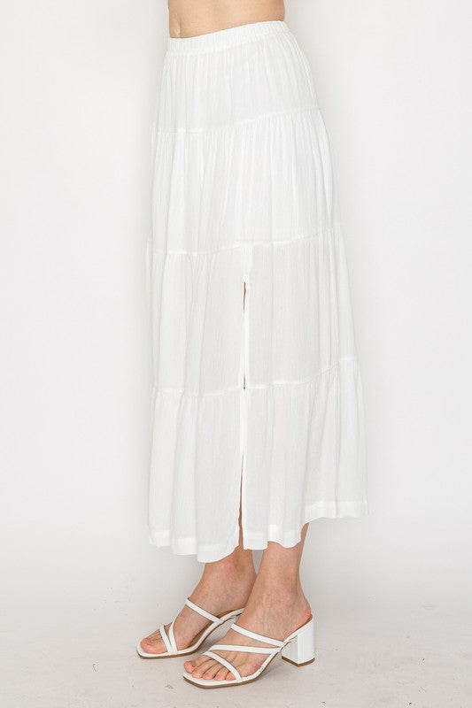 Tiered Flowy Midi Skirt