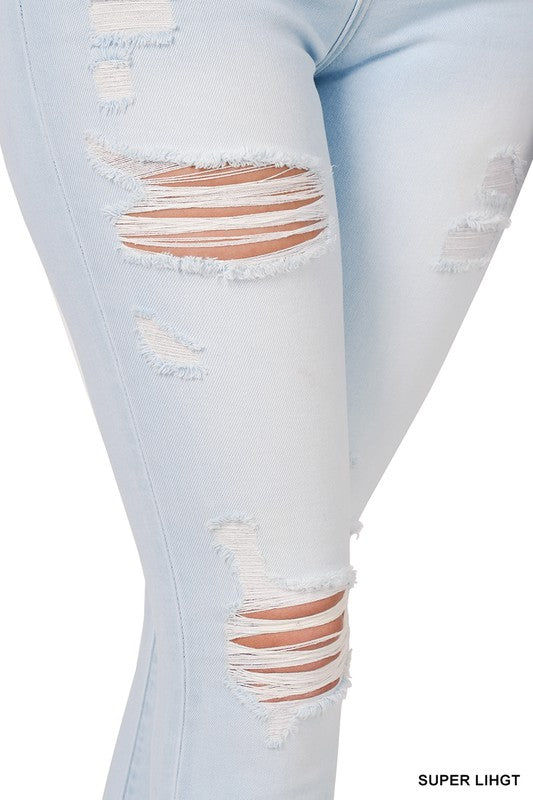 Super Destroyed Light Wash Skinny Jean