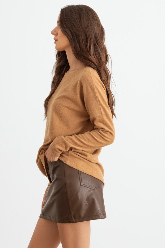 Long Sleeve Crew Neck Soft To Touch Top