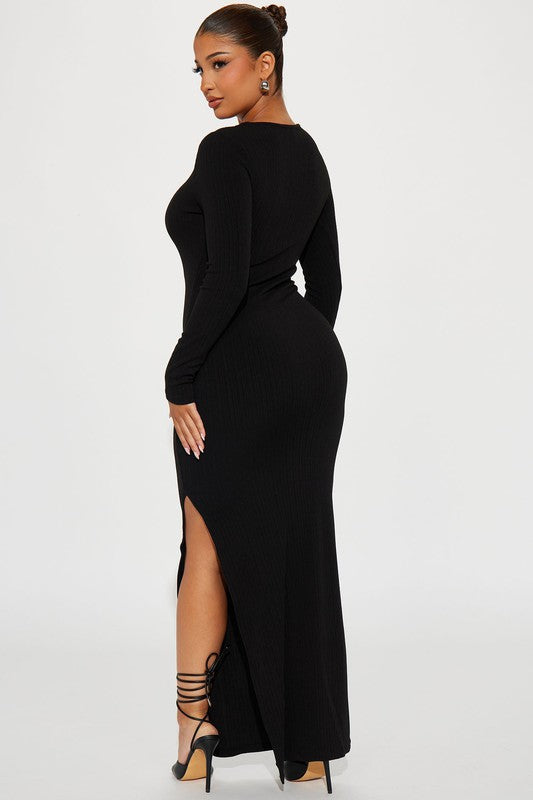 Side Slit Bodycon Maxi-Dress