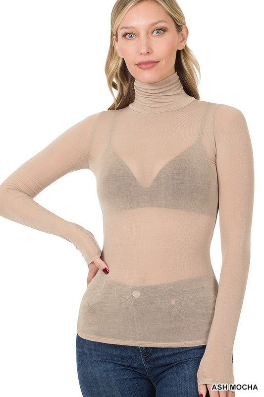 See Through Turtle Neck Top