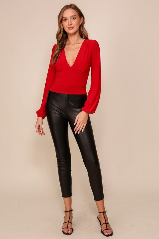 Victoria V-neck Ruched Top