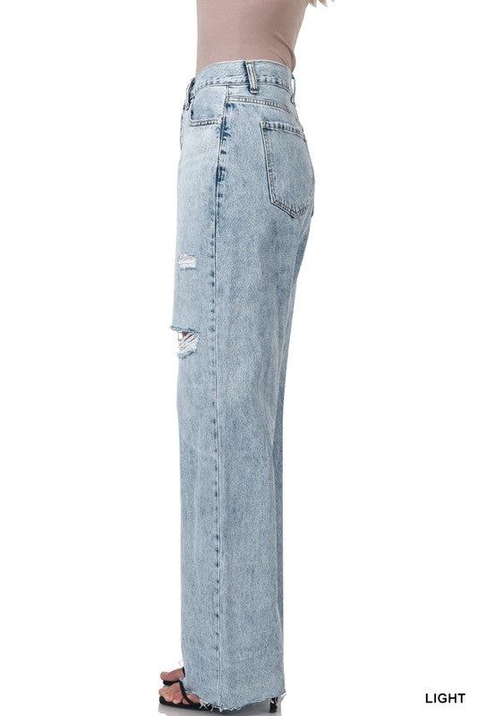 High Rise Distressed Denim Jean