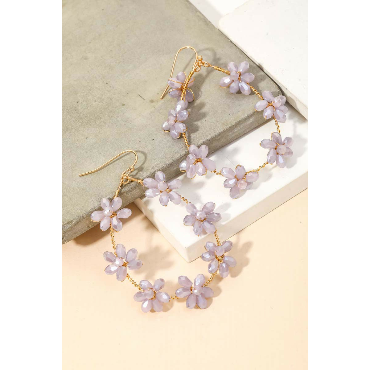 Teardrop Flower Bead Earrings
