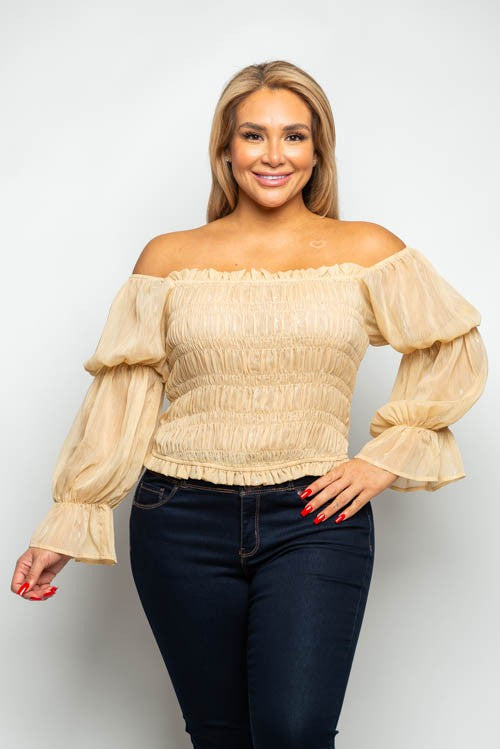 Curvy chiffon smock blouse