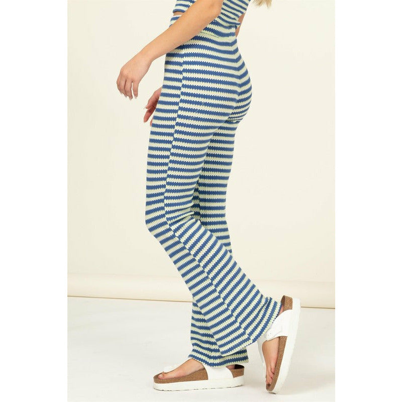 High Waist Flared Stripe Pants