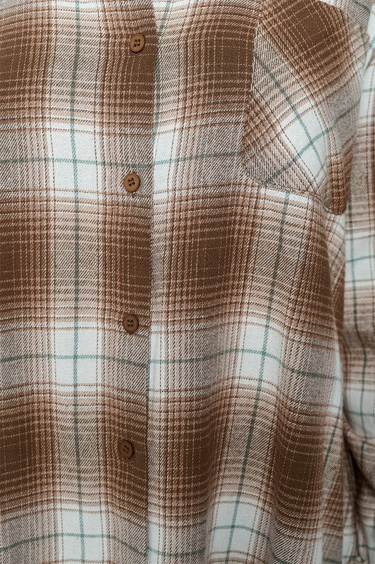 Oversized Long Sleeve Plaid Top