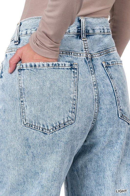 High Rise Distressed Denim Jean