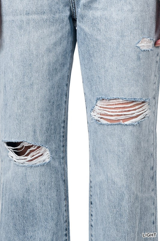 High Rise Distressed Denim Jean