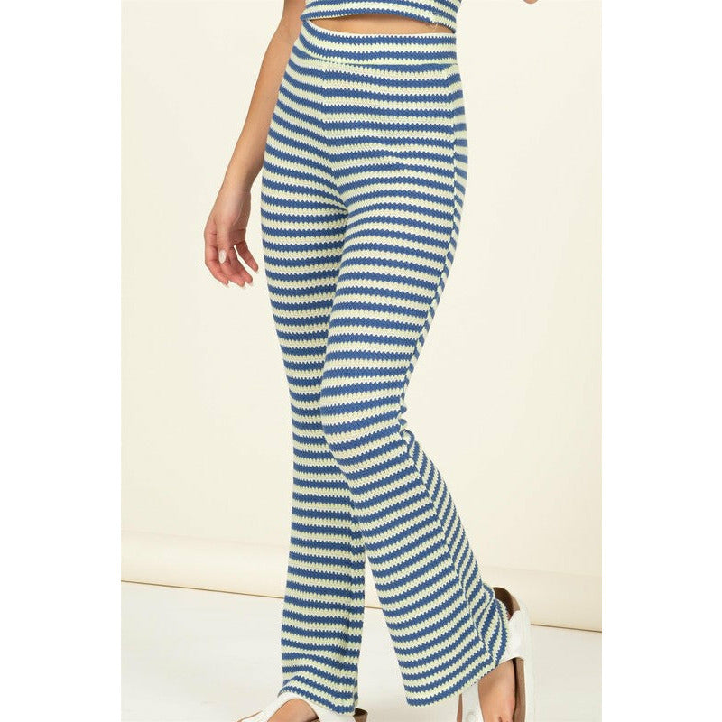 High Waist Flared Stripe Pants