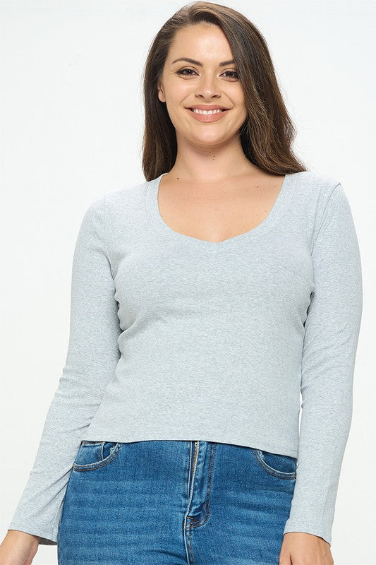 Curvy Crop Long Sleeve v-neck long sleeve top