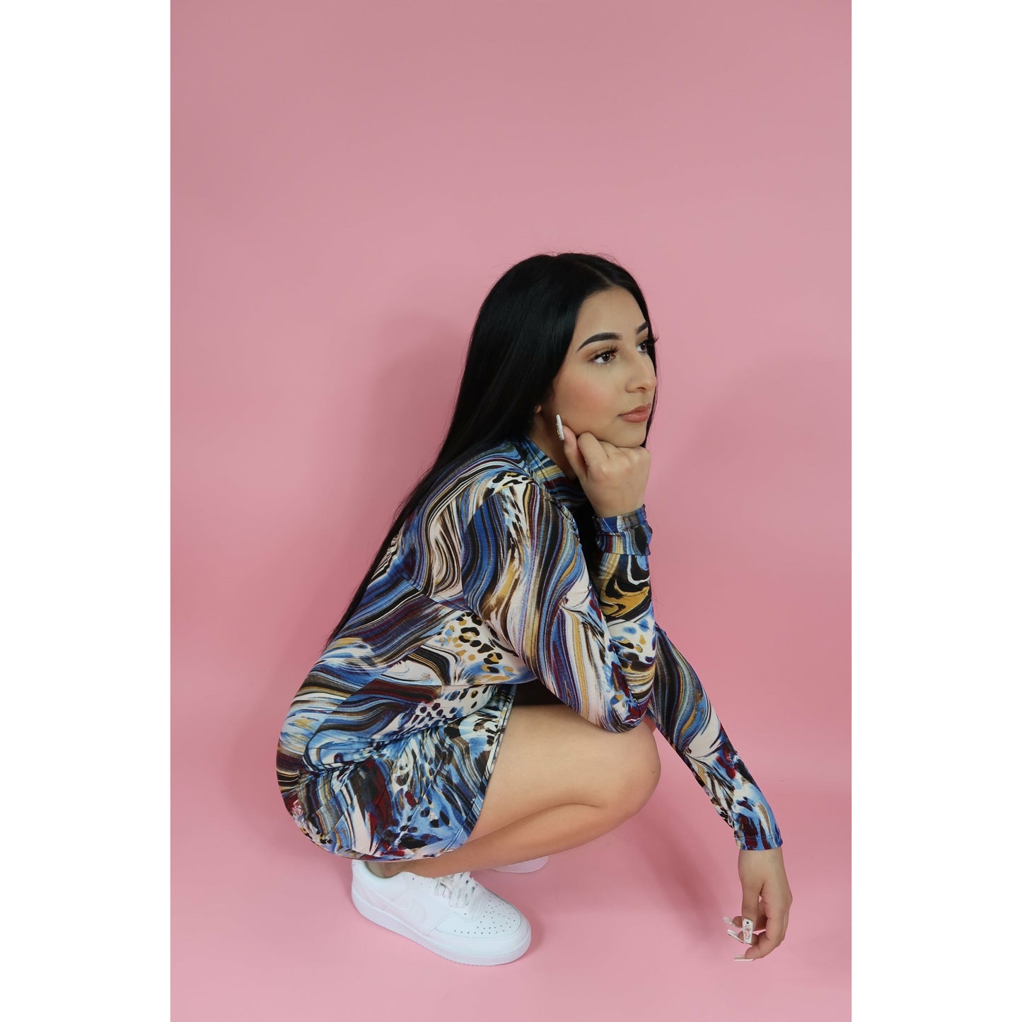 Womens Maya Marble Print Bodycon Mini Dress
