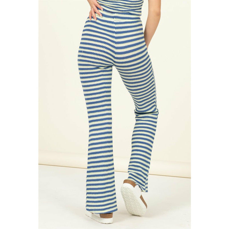 High Waist Flared Stripe Pants