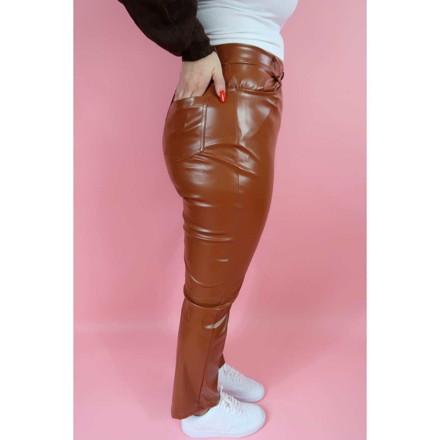 Leather Straight Leg Pants