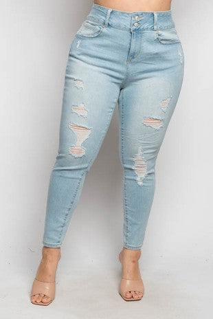 Curvy Distressed Skinny Jean