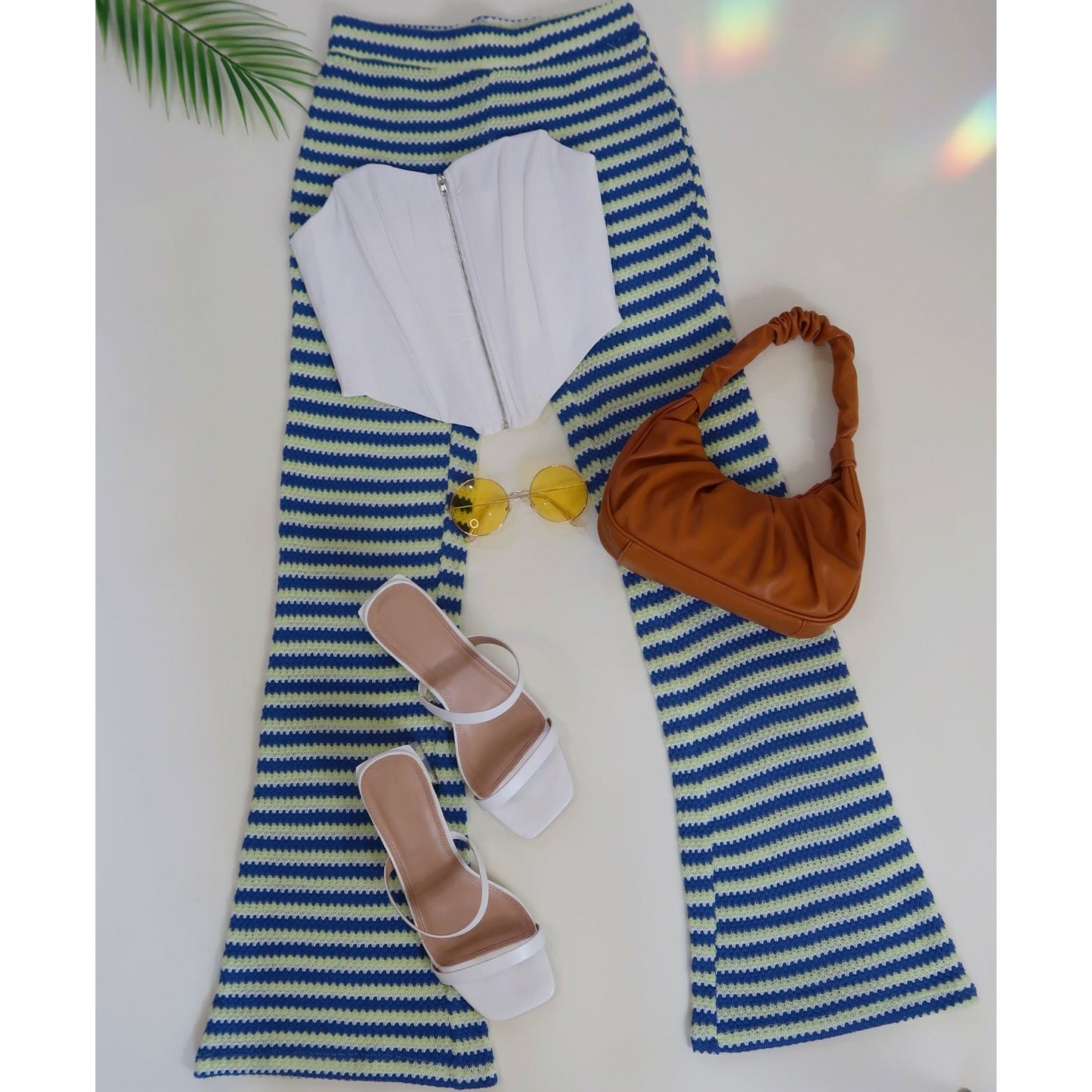 High Waist Flared Stripe Pants