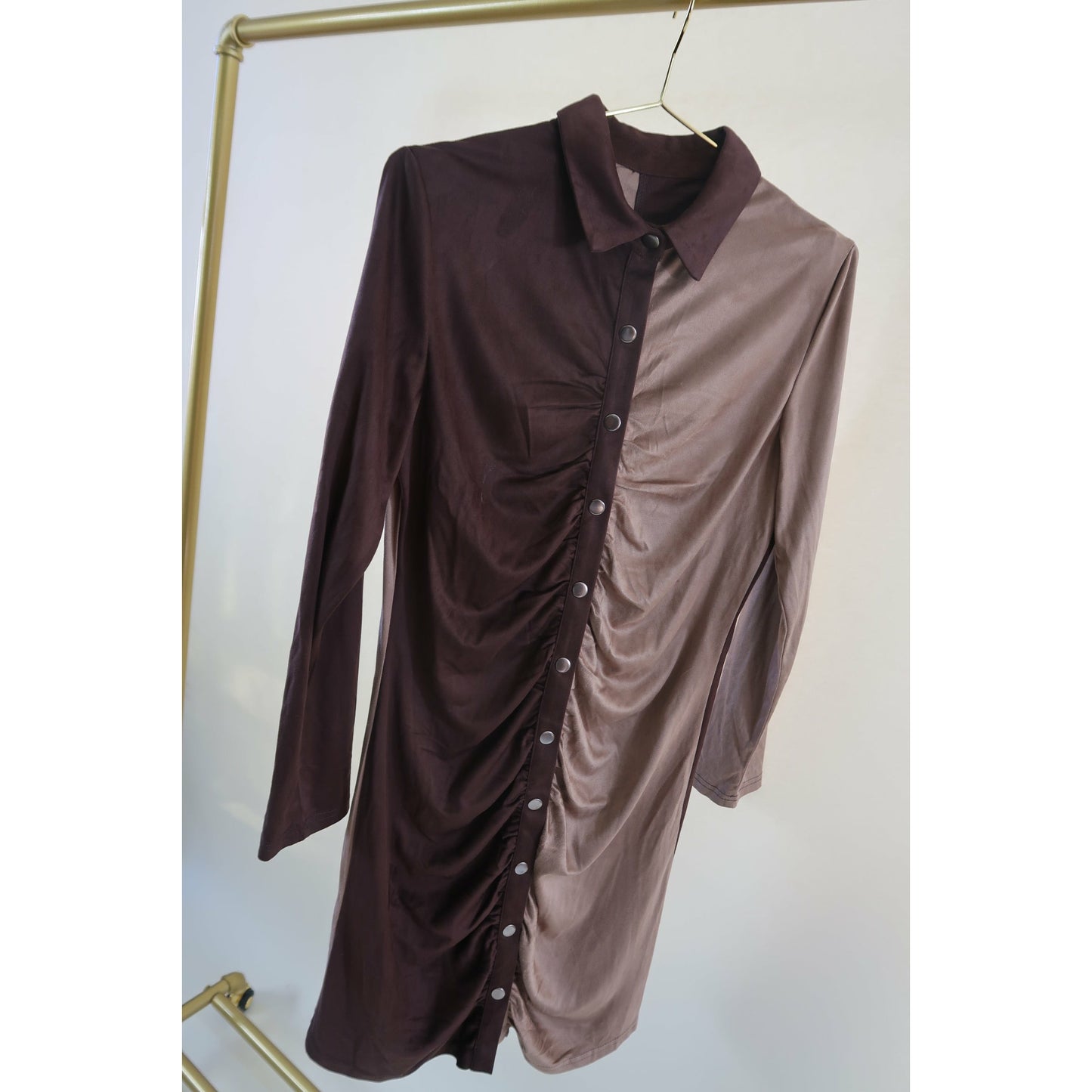 Curvy Two Tone Suede Dress