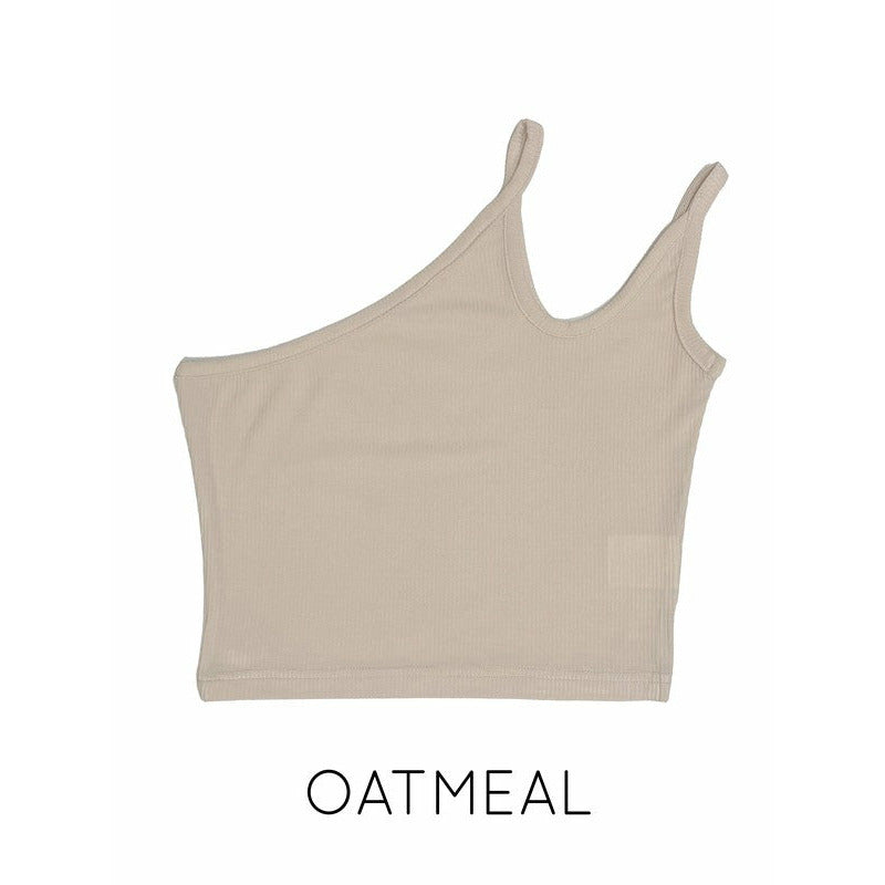 Asymmetric double strap cropped tank