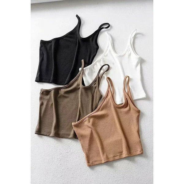 Asymmetric double strap cropped tank