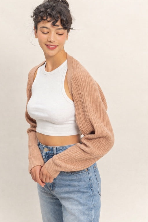 Ribbed Knit Bolero Cardigan