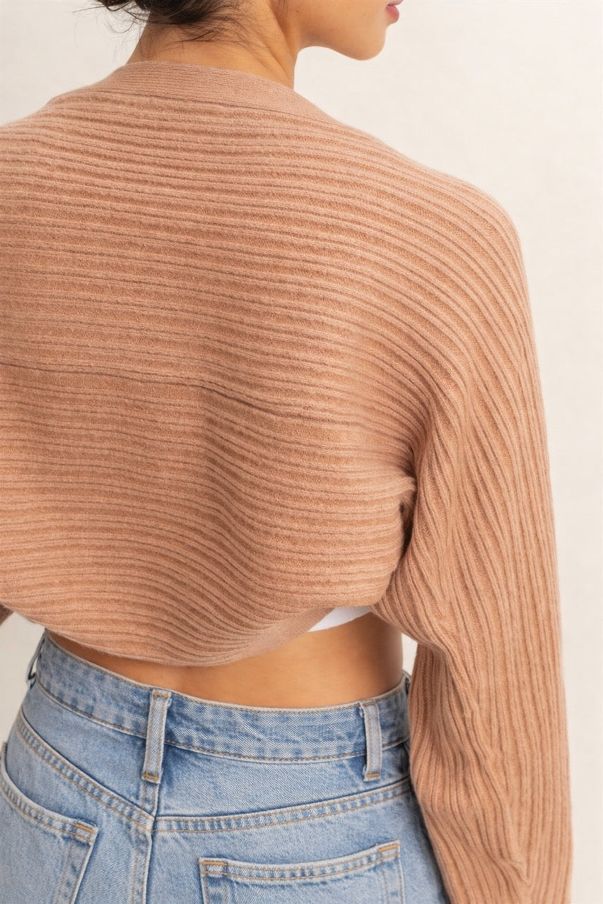 Ribbed Knit Bolero Cardigan