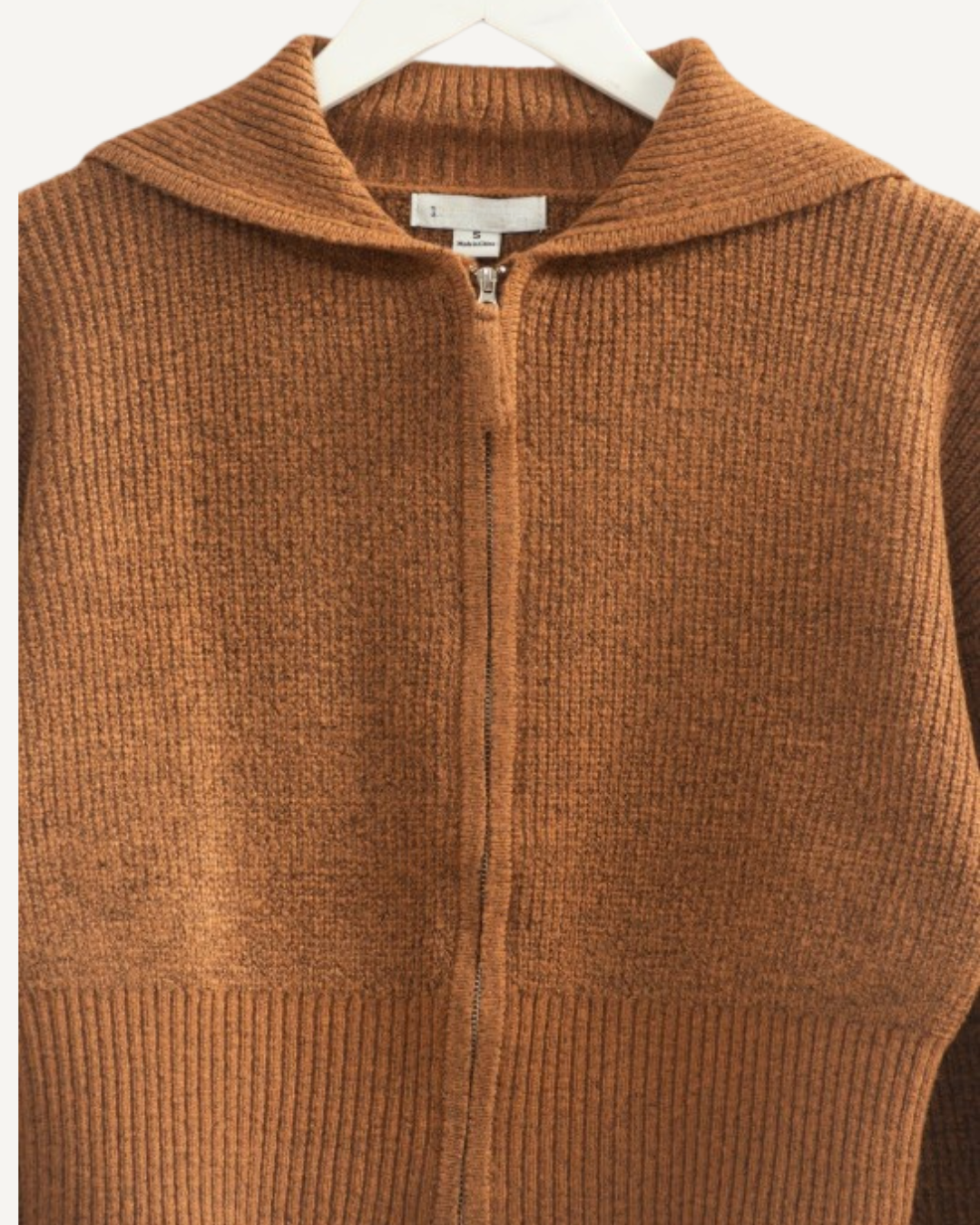 Cozy Front Zip Collared Sweater Cardigan