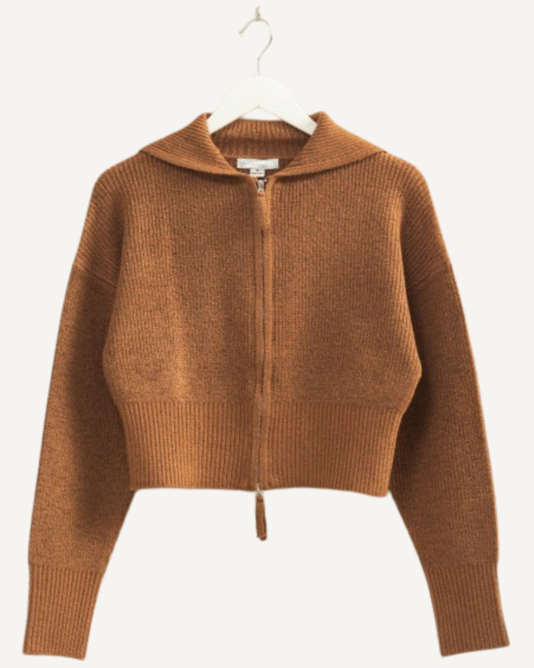 Cozy Front Zip Collared Sweater Cardigan