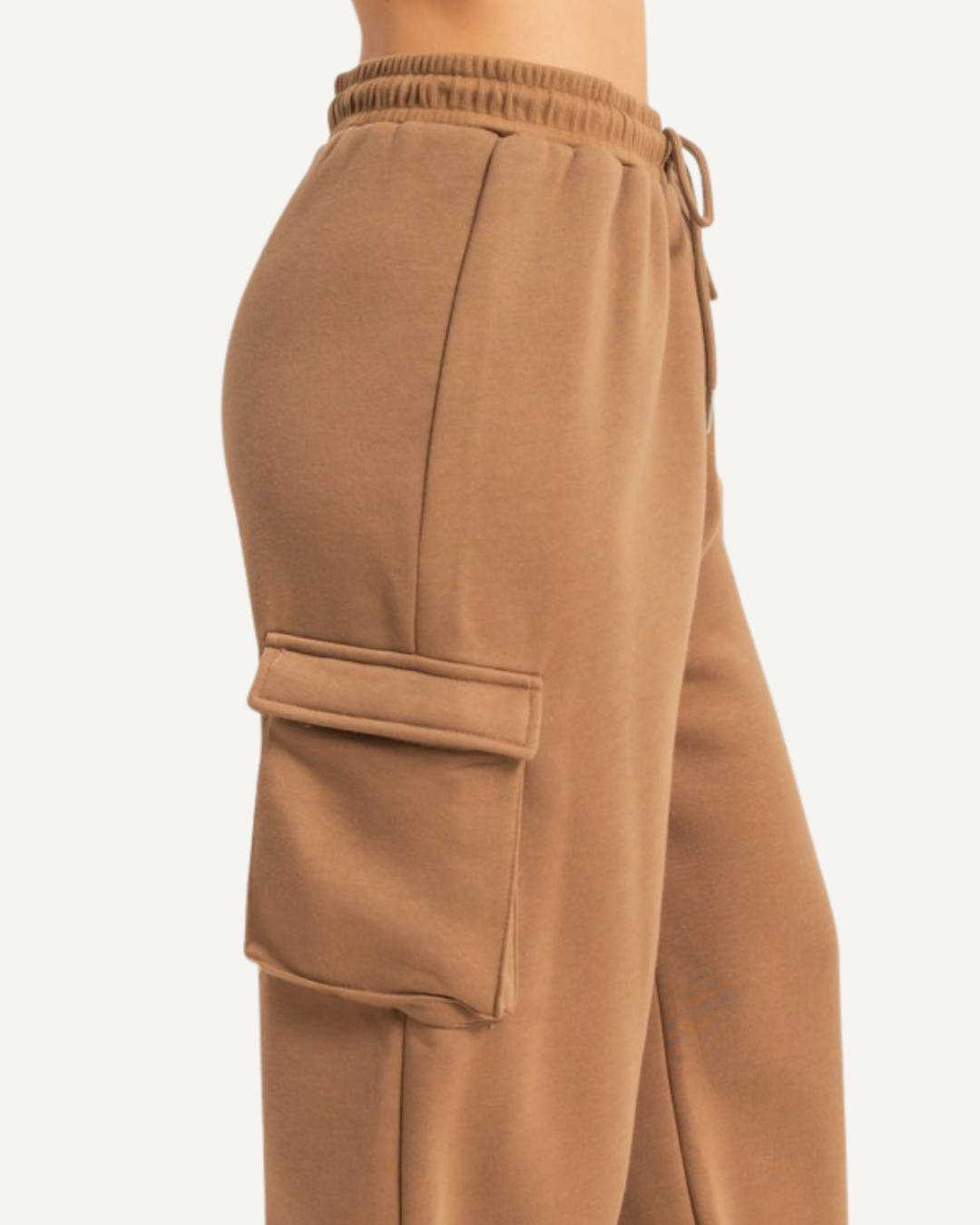Mocha Drawstring Cargo Sweatpants