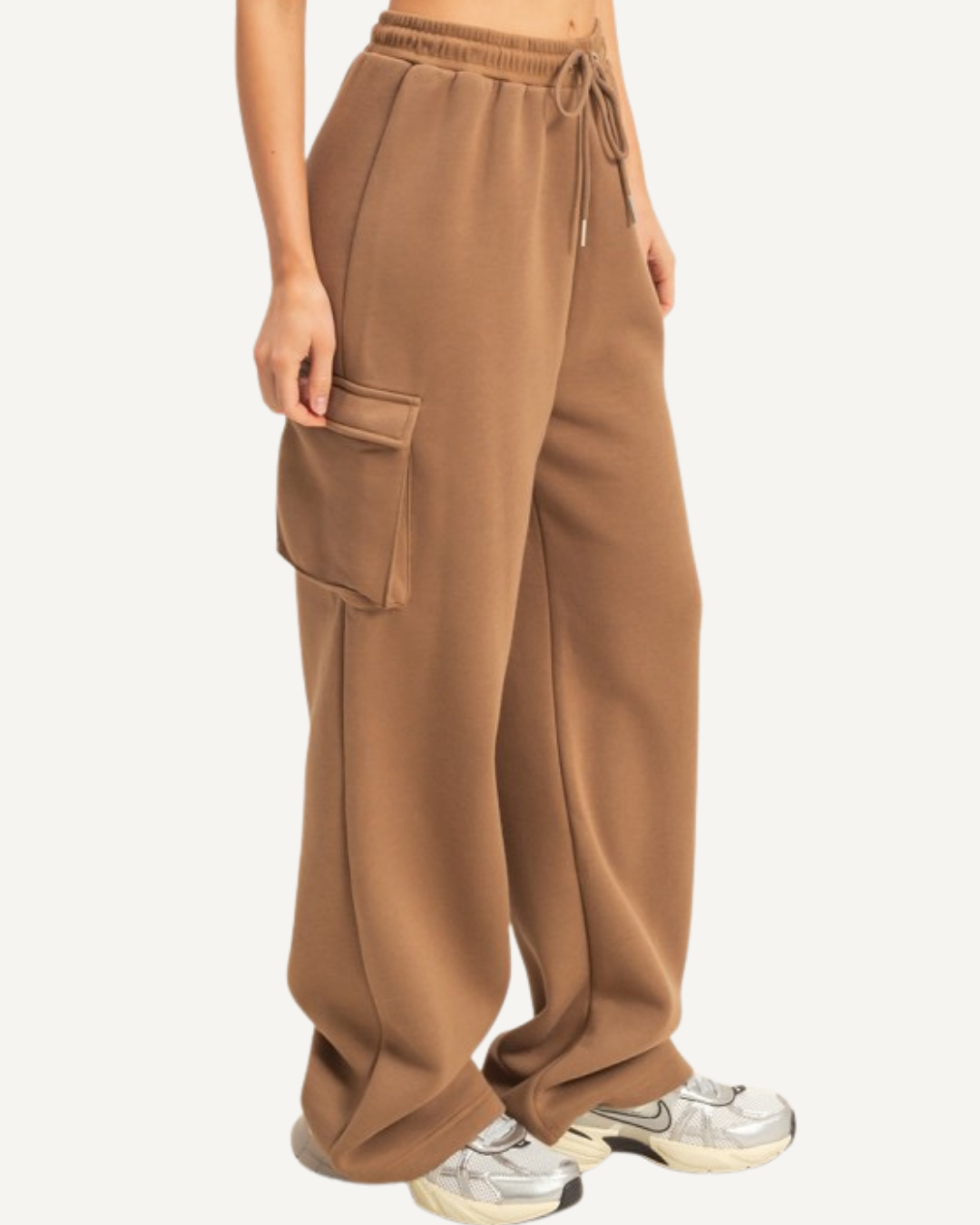 Mocha Drawstring Cargo Sweatpants