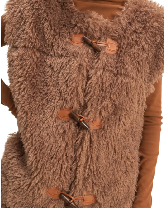 Toggle Closure Detailed Fuzzy Vest