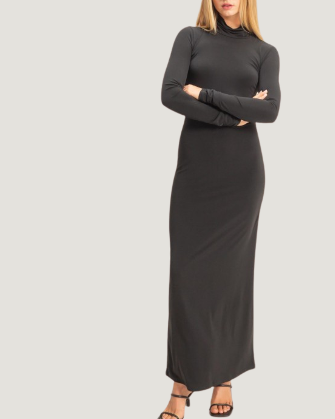 Comfy Turtleneck Long Sleeve Maxi Dress