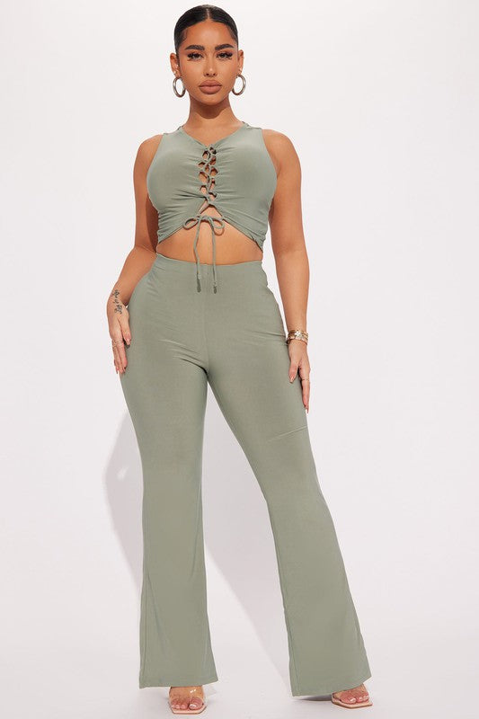 Leah Crop Tank Wide Leg Pant Set