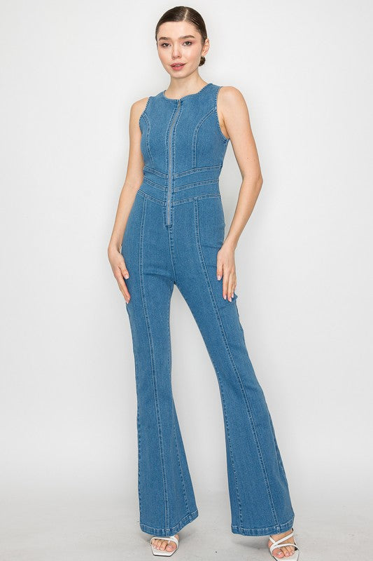 Denim Flare Jumpsuit