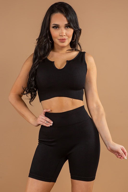 Stretchy Seamless Sara Set Black