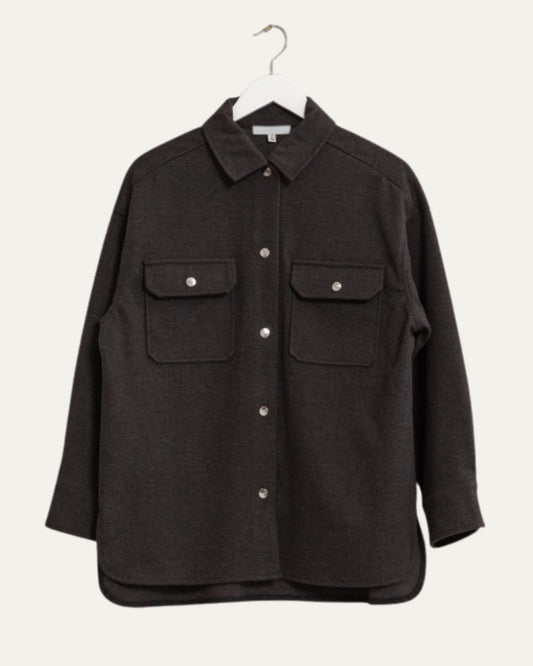 Grey Soft Girl Buttoned Shacket