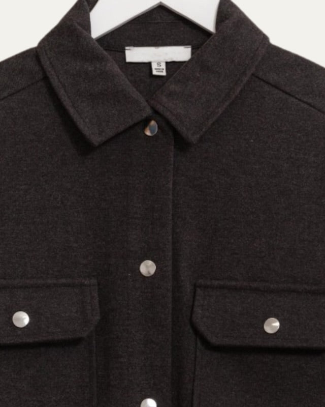 Grey Soft Girl Buttoned Shacket