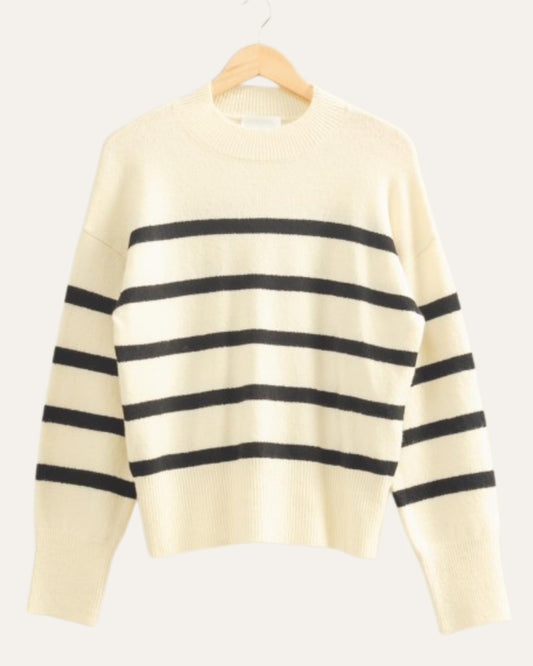 Sara Striped High Neck Sweater