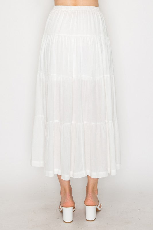 Tiered Flowy Midi Skirt