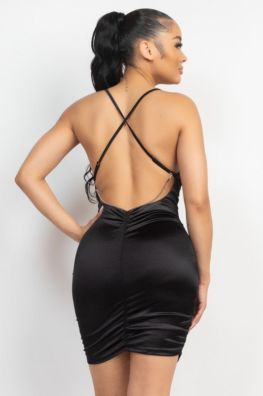 Cross Back Satin Dress