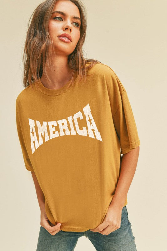 America Star Graphic Crop Tee