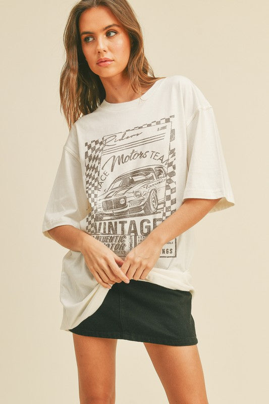 Vintage Race Motors Oversized Graphic Tee