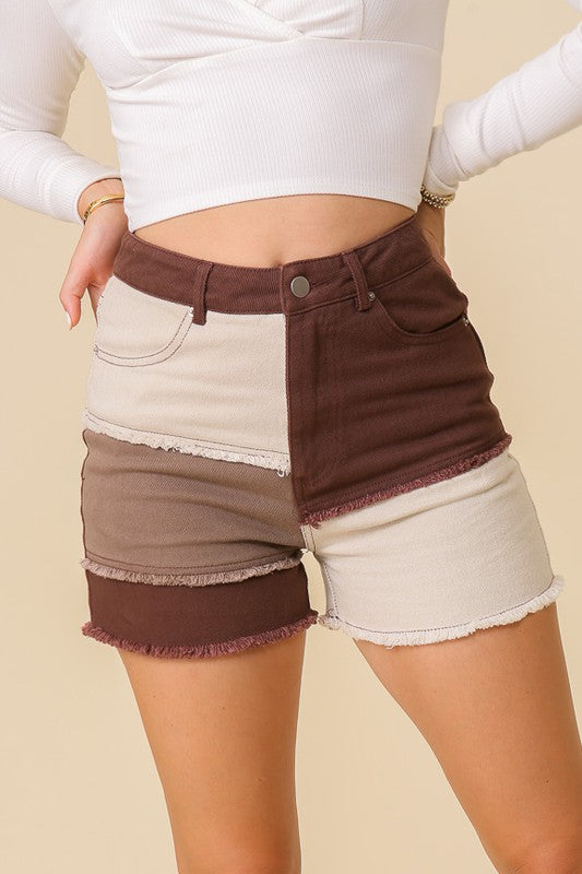 Desert Denim Multi Color High Waisted Shorts